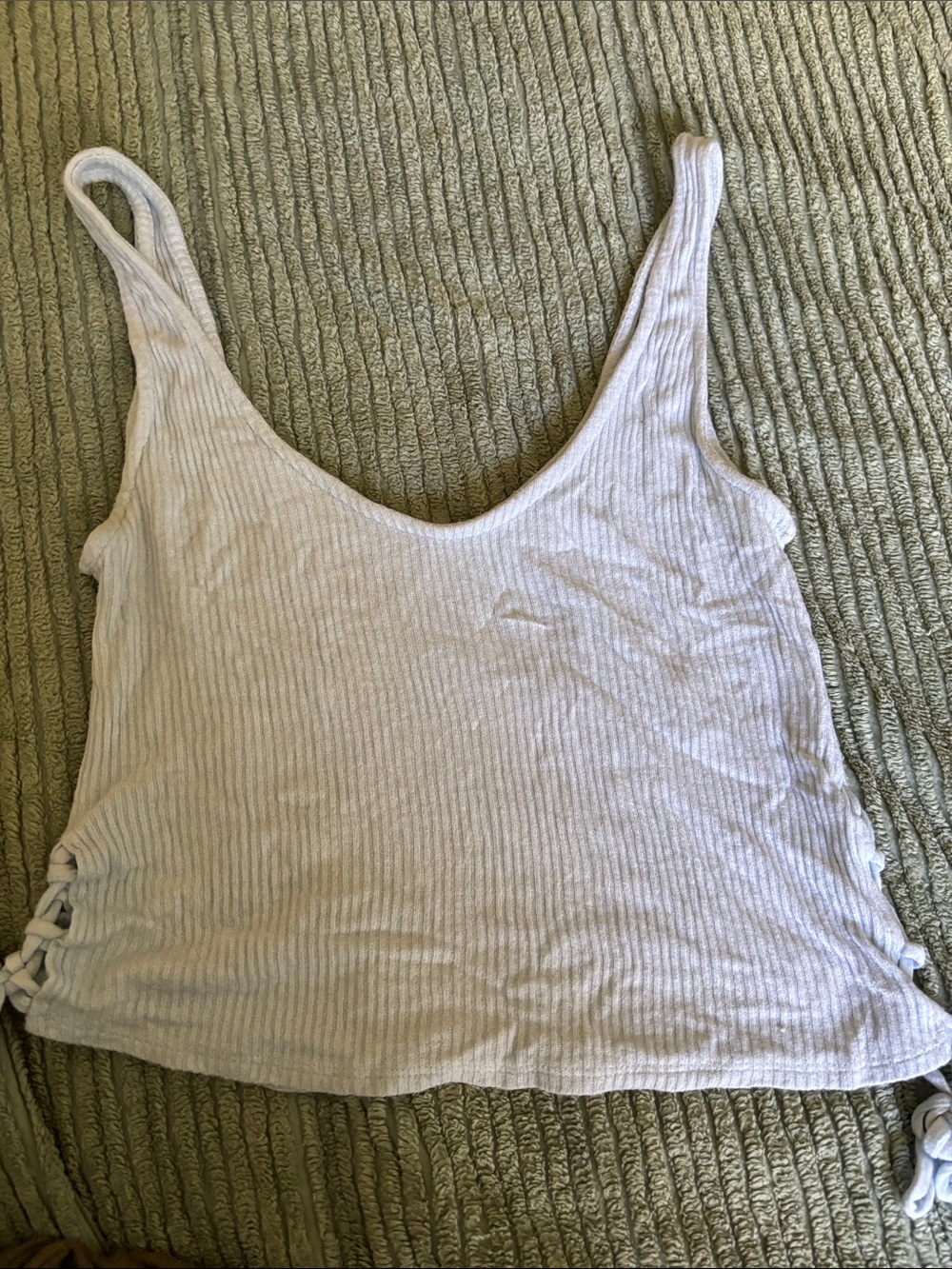 Ribbed Scoop Neck Tank Top - Light blue M